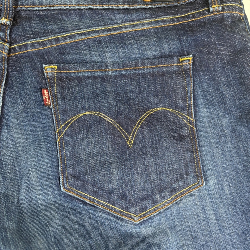 Levis Bold Curve Skinny Straight Jeans Womens 31x32 Dark Wash Distressed Denim - Picture 7 of 15